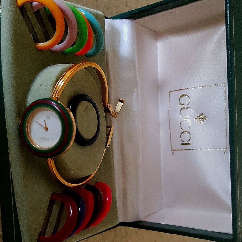 Gucci Women's Gold and Multicolor Authentic Watch Set  Vintage 1980's